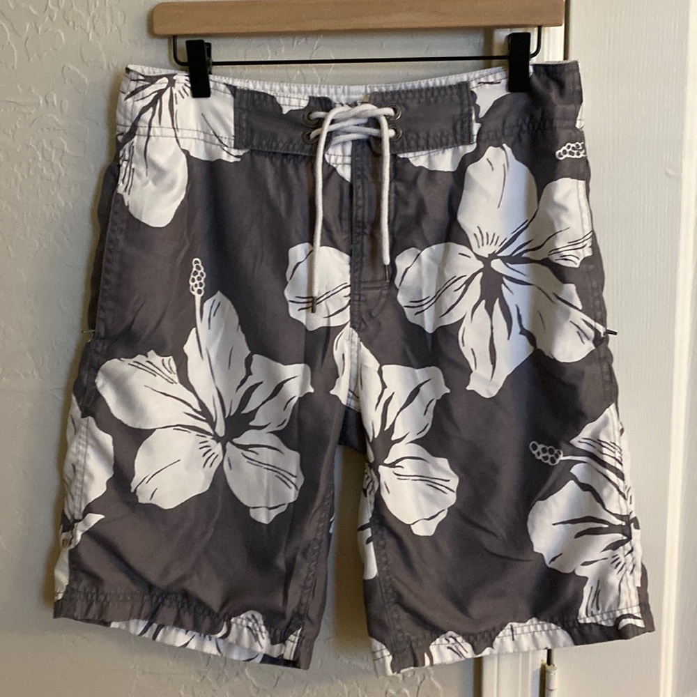 MENS GAP Gray Floral Bathing Suit Size Small